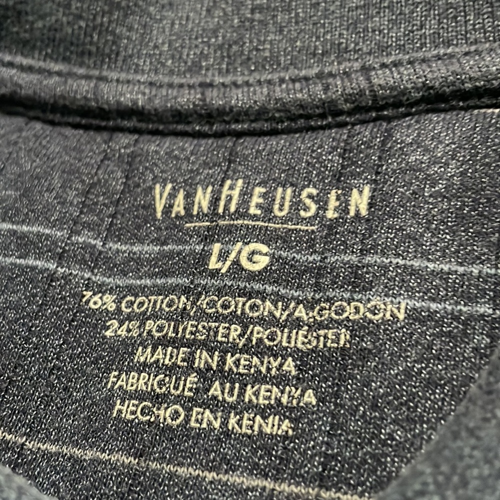 Van Heusen dark blue window pane longsleeve polo. Men's L. Excellent condition. - Picture 2 of 6